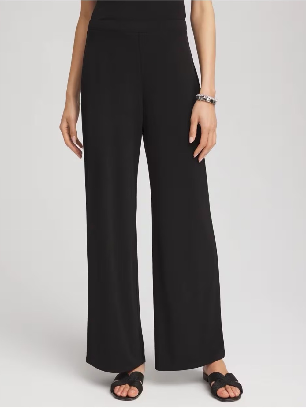 Chico's Black Travelers Pants Pull On Size 0 Wide Leg